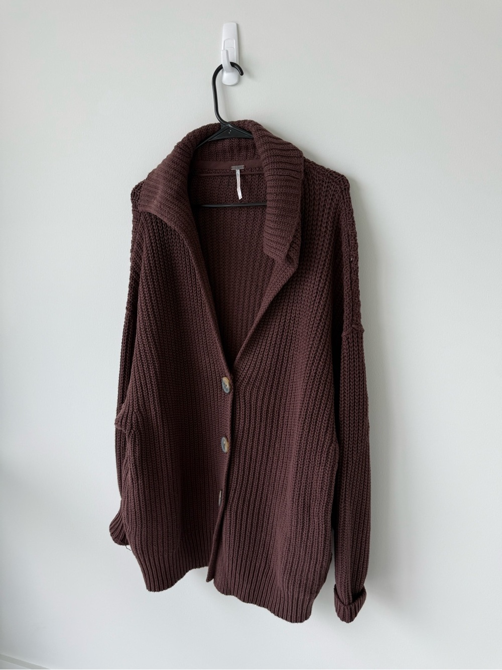 Free people swim too deep cardigan in chocolate brown